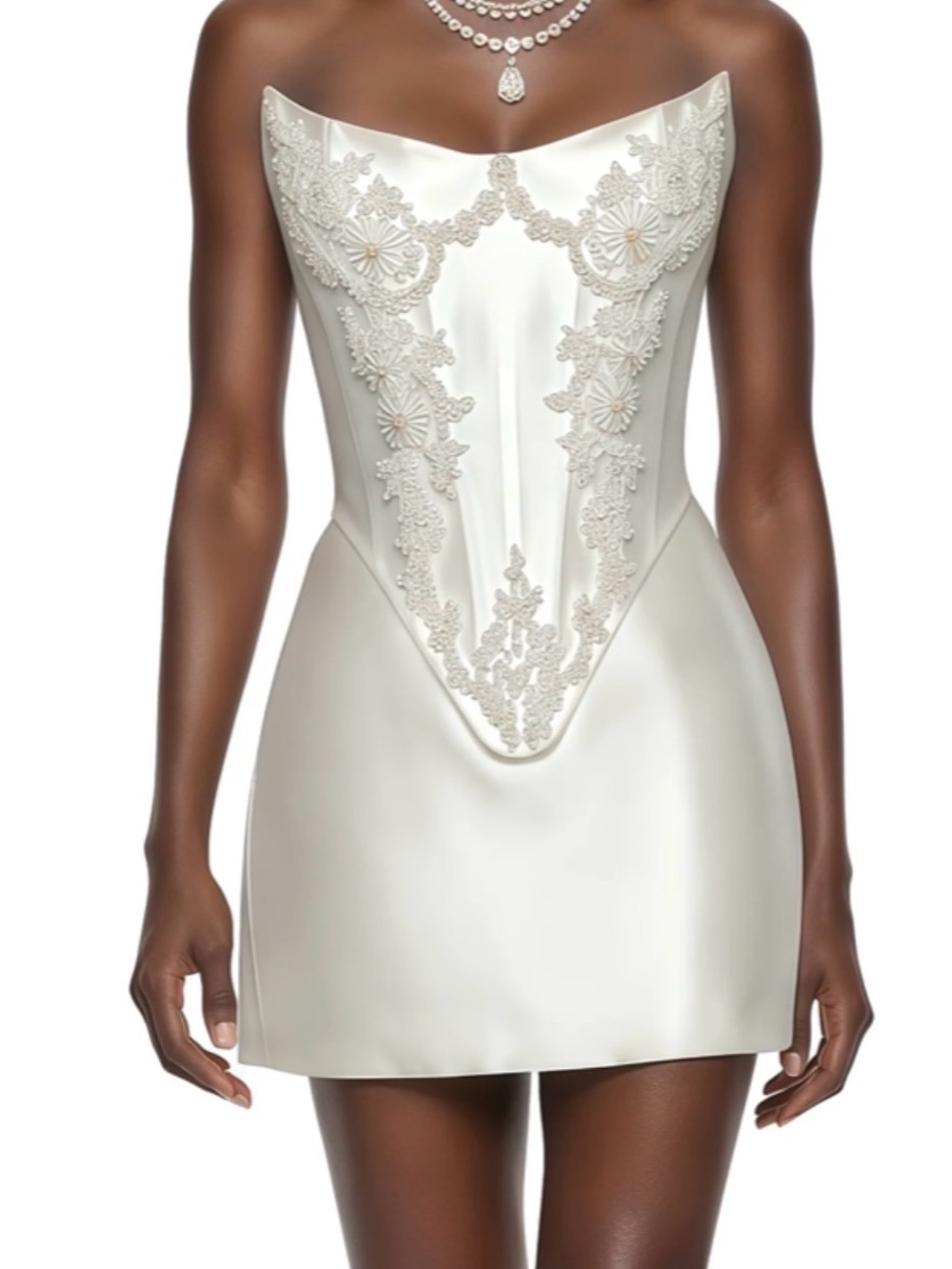 Elegant Strapless Ivory Dress